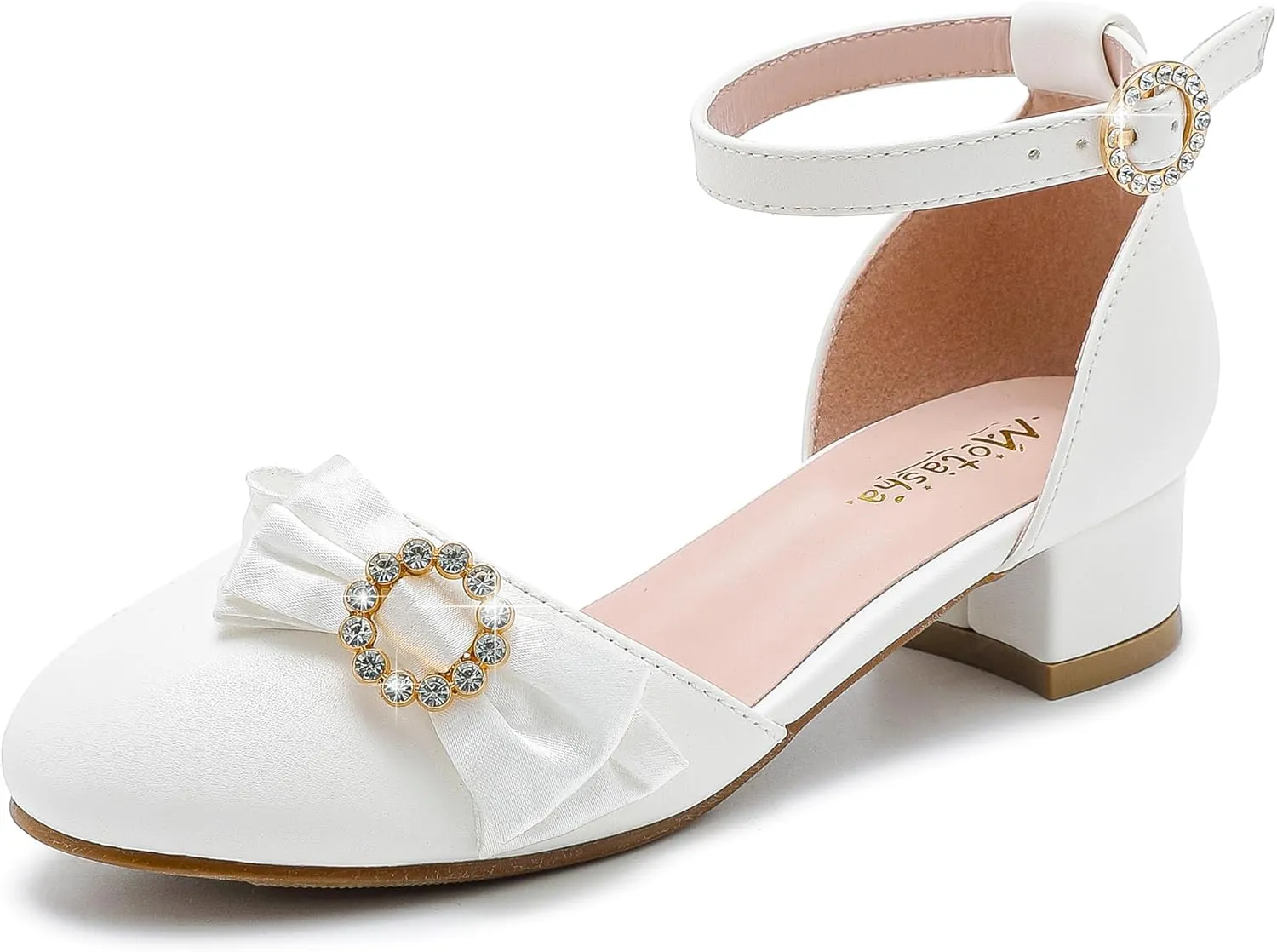 Girls Dress Shoes Princess Closed Toe Chunky Kids High Heels Girls Pump Ankle Strap Wedding Party Girls Shoes