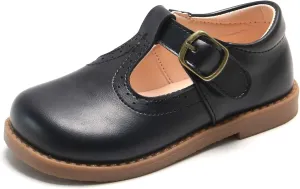 Girls School T-Strap Uniform Dress Shoes Oxford Leather Flats (Toddler/Little Kid)