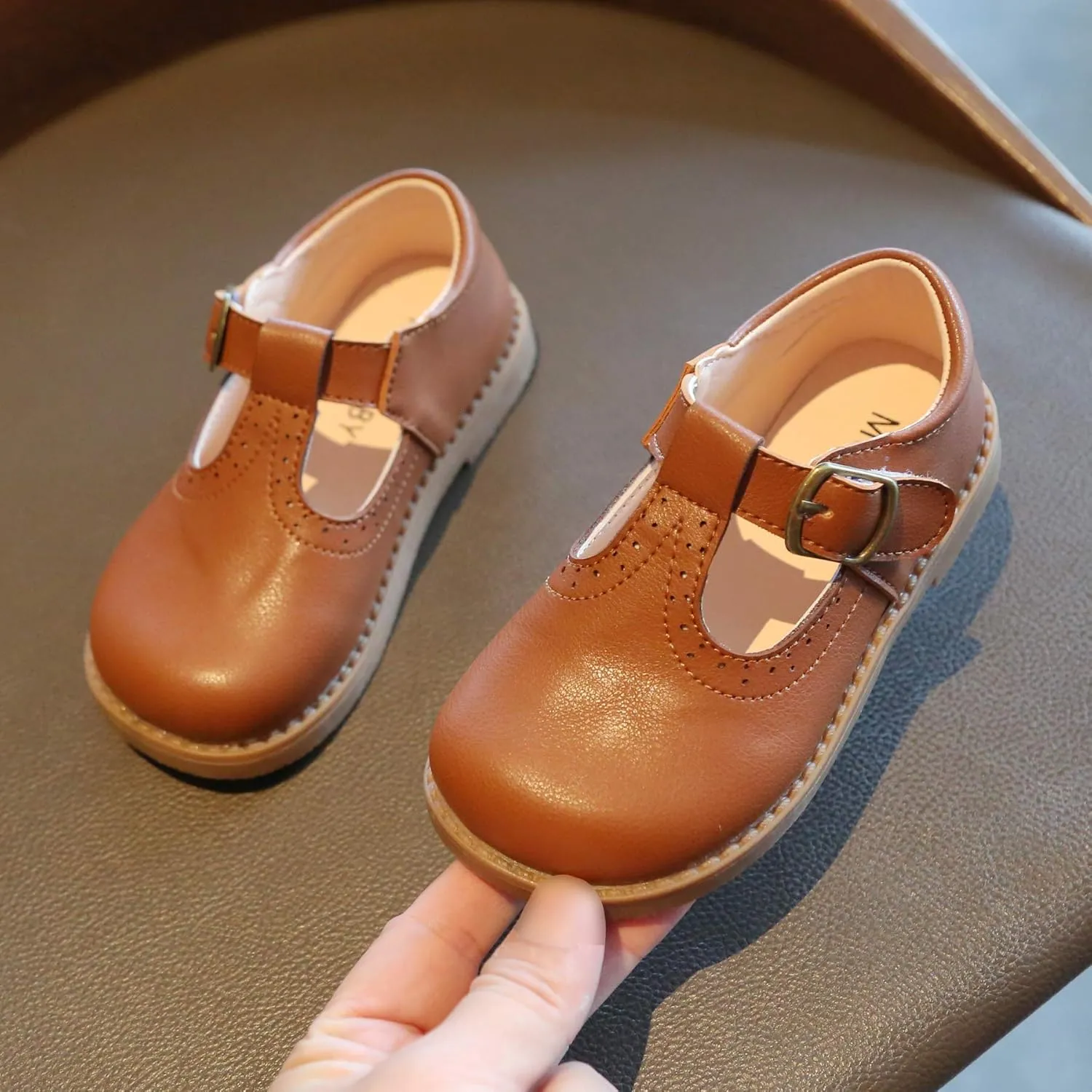 Girls School T-Strap Uniform Dress Shoes Oxford Leather Flats (Toddler/Little Kid)