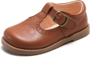 Girls School T-Strap Uniform Dress Shoes Oxford Leather Flats (Toddler/Little Kid)