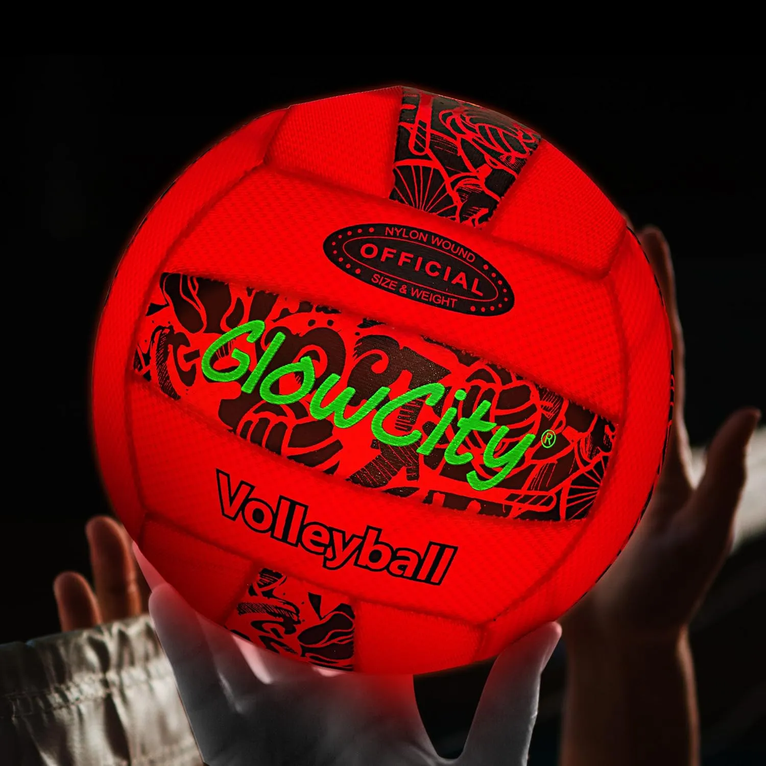 GlowCity Soft Mesh LED Volleyball - Size 5 Light Up Glow in The Dark Volleyball with Pump and Batteries, Water-Resistant for Beach and Pool Play, Great Gift in a Colorful Box