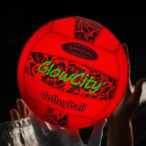 GlowCity Soft Mesh LED Volleyball - Size 5 Light Up Glow in The Dark Volleyball with Pump and Batteries, Water-Resistant for Beach and Pool Play, Great Gift in a Colorful Box