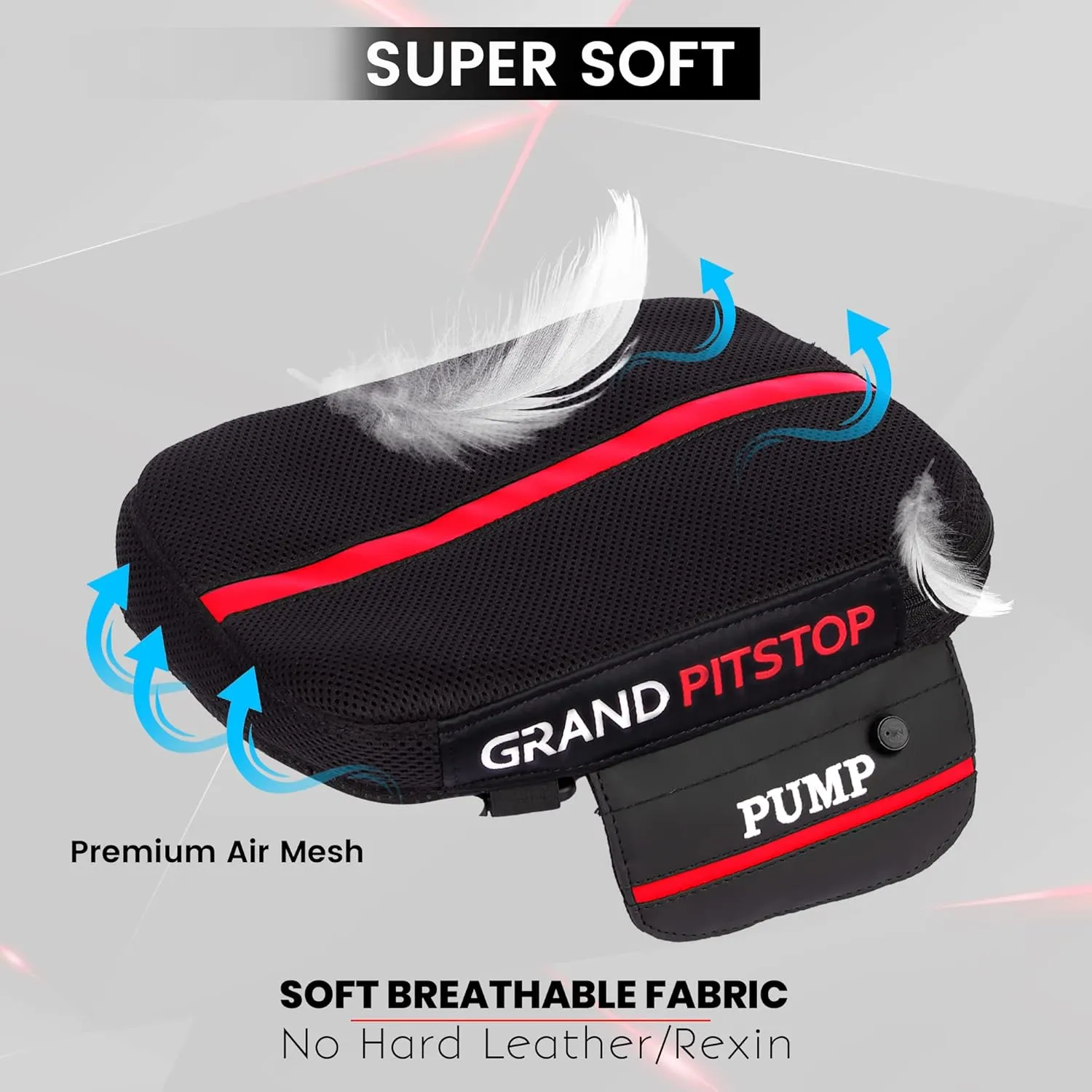GRAND PITSTOP Motorcycle Air Seat Cushion, on The go inflate & Deflate, Pressure Relief Motorcycle Seat Pad, Shock Proof Comfortable for Motorbike Long Rides (Pillion Premium with Air Pump)