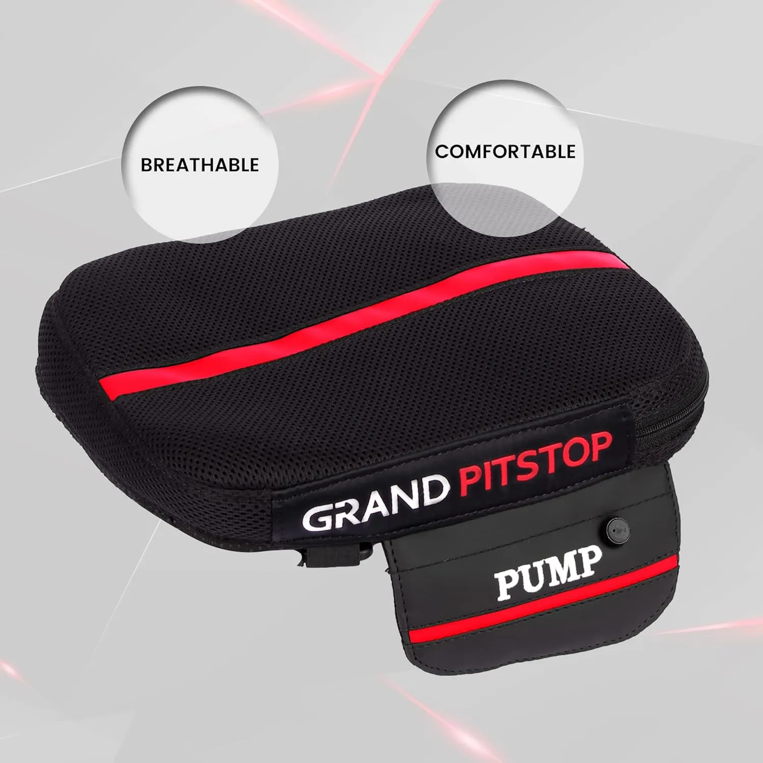 GRAND PITSTOP Motorcycle Air Seat Cushion, on The go inflate & Deflate, Pressure Relief Motorcycle Seat Pad, Shock Proof Comfortable for Motorbike Long Rides (Pillion Premium with Air Pump)