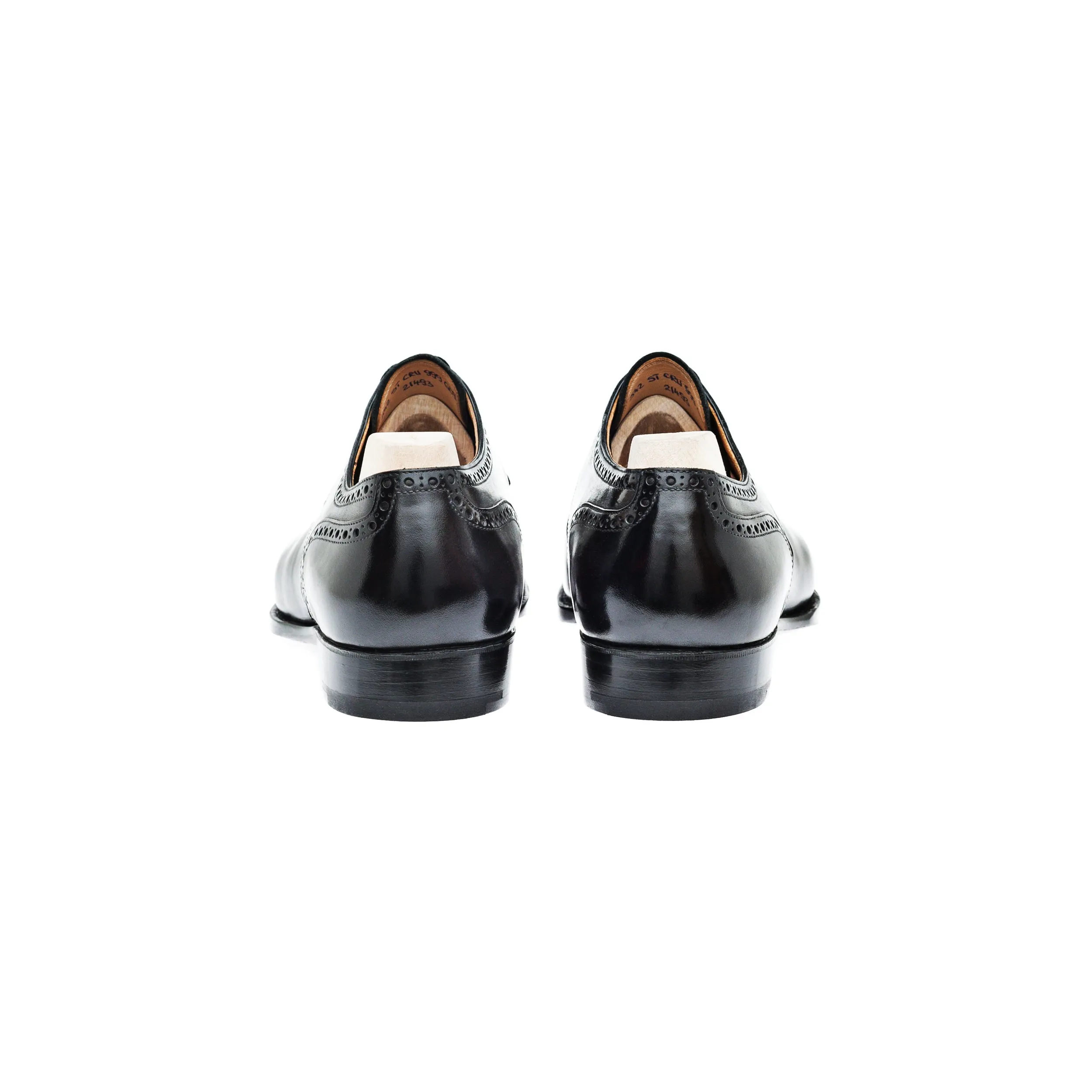 Half brogue Saddle Derby in black Crust calf leather