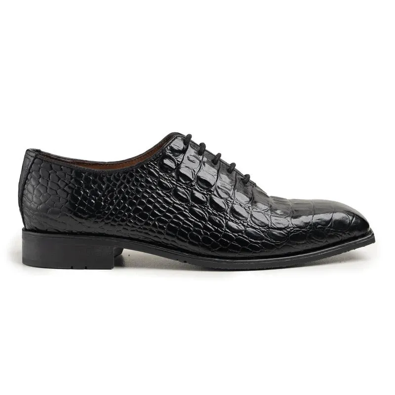 Handmade Black Crocodile Leather Oxford Shoes for Men