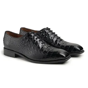 Handmade Black Crocodile Leather Oxford Shoes for Men