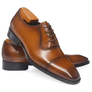 Handmade Polished Leather Cap Toe Dress Shoes