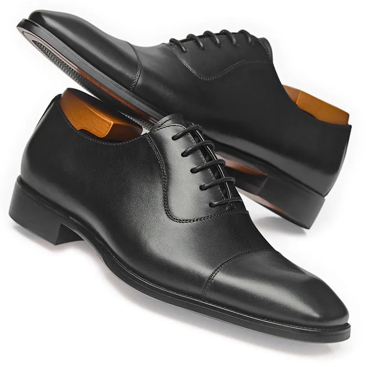 Handmade Polished Leather Cap Toe Dress Shoes