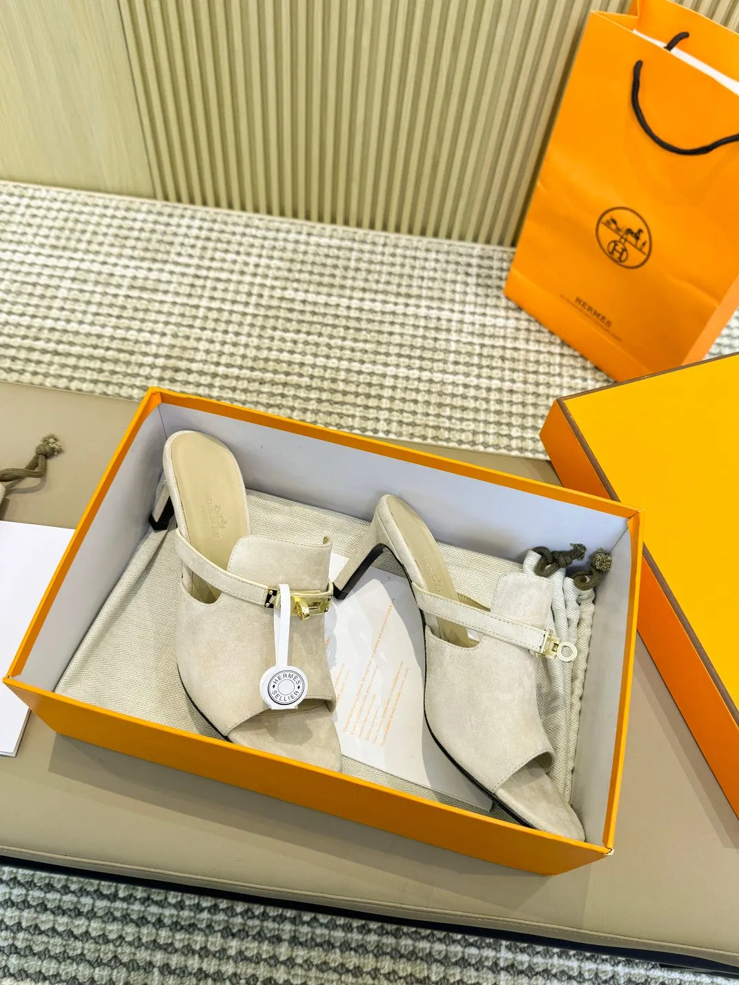 HEDEN MULE 80 WHITE SUEDE