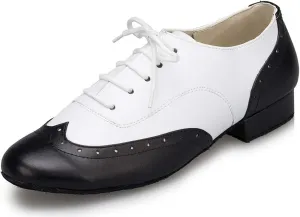 Honeystore Men's Lace-up Dance Shoes Round-Toe Splice Leather Modern Tango Jazz Ballroom Latin