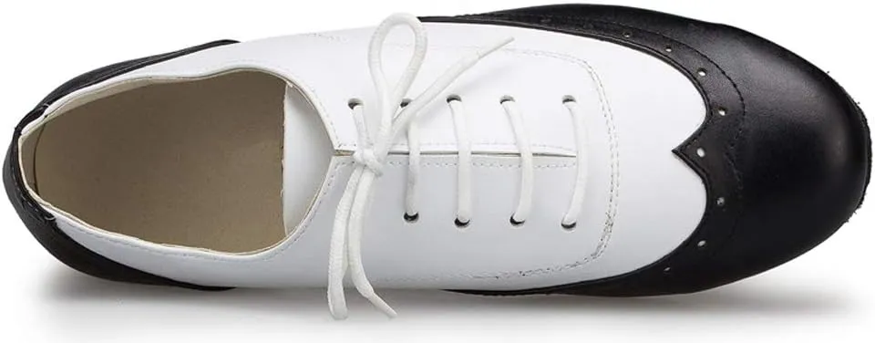 Honeystore Men's Lace-up Dance Shoes Round-Toe Splice Leather Modern Tango Jazz Ballroom Latin