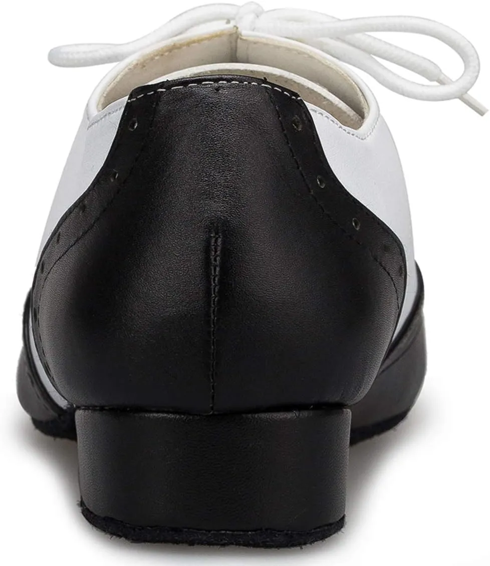 Honeystore Men's Lace-up Dance Shoes Round-Toe Splice Leather Modern Tango Jazz Ballroom Latin