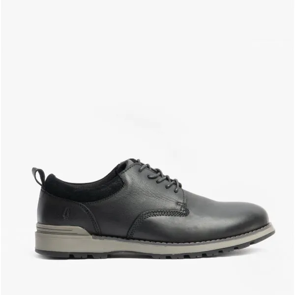 Hush Puppies DYLAN Mens Leather Derby Shoes Black