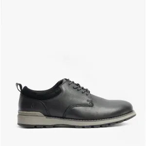 Hush Puppies DYLAN Mens Leather Derby Shoes Black