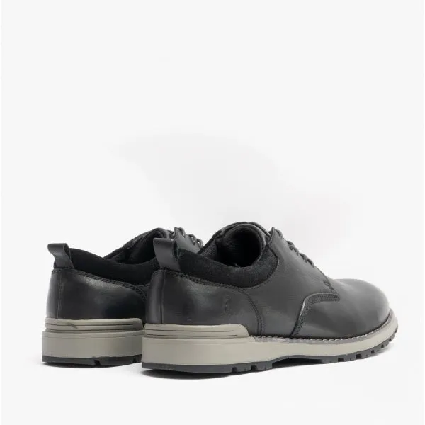 Hush Puppies DYLAN Mens Leather Derby Shoes Black