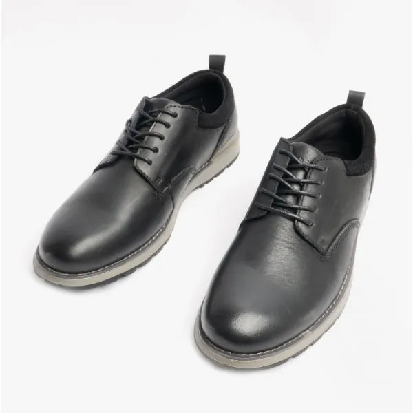 Hush Puppies DYLAN Mens Leather Derby Shoes Black