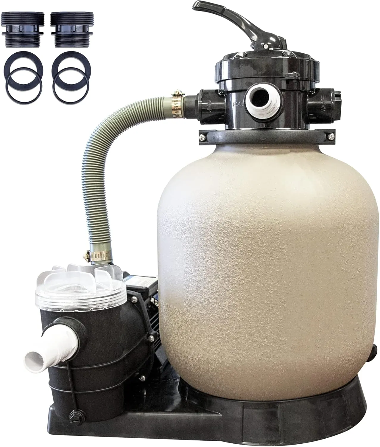 HYDROTOOLS Pool Sand & Cartridge Filter Pumps for Above Ground Pools |12-16 Inch & 8-40 SF Cleaner Systems | 1/3 to 1 HP Pump Options|for Intex Bestway Soft Sided Pools 40mm to 1.5 Inch Hose Convert