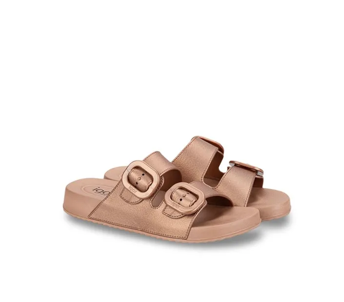 Igor Ladies Strap Mule Sandal Habanna Metal S10345-099