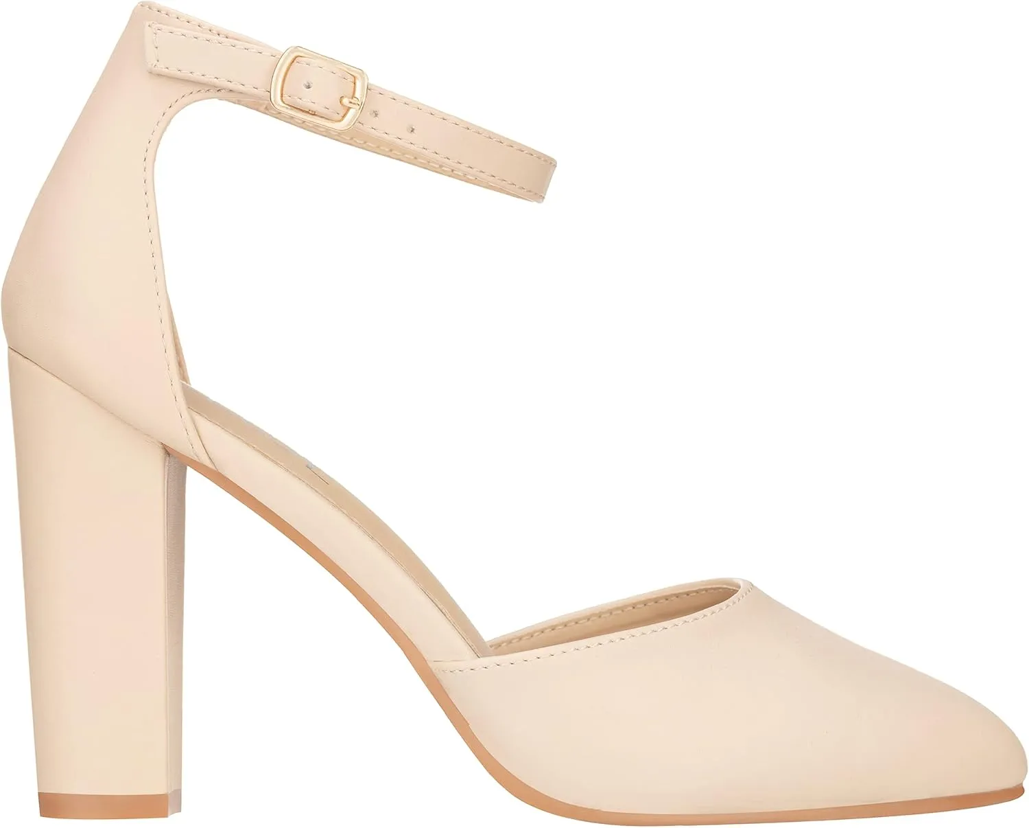 ILLUDE Women's High Block Heels Pumps Pointed Closed Toe Ankle Strap High Heel Pump Shoes