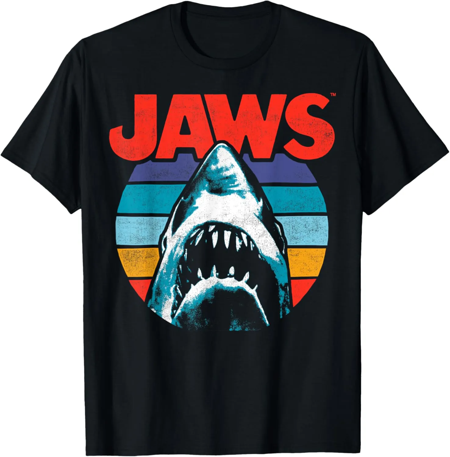 Jaws Retro Colors Shark Rainbow Logo T-Shirt