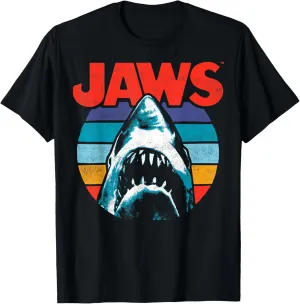 Jaws Retro Colors Shark Rainbow Logo T-Shirt