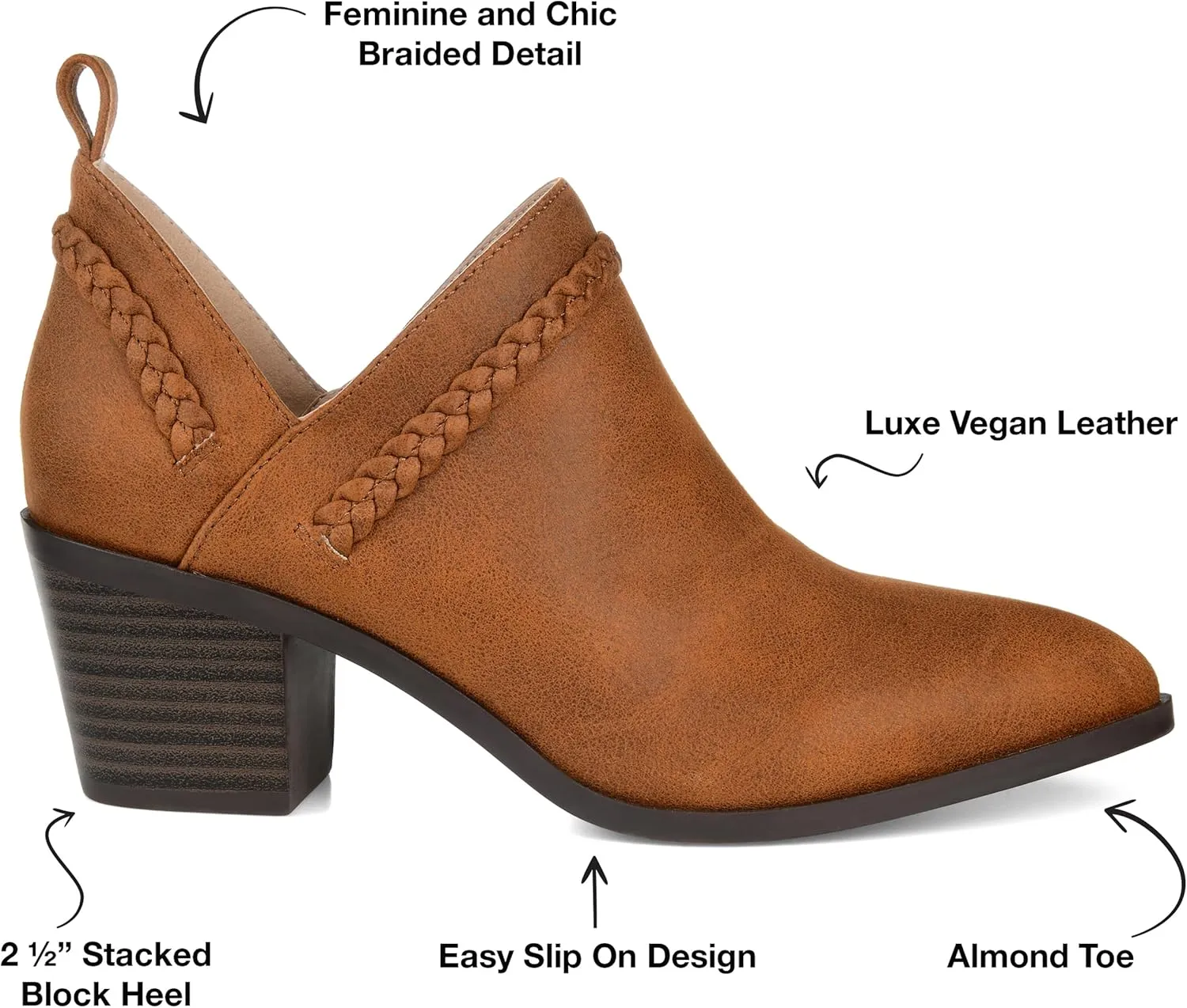 Journee Womens Sophie Pull On Stacked Heel Booties Brown