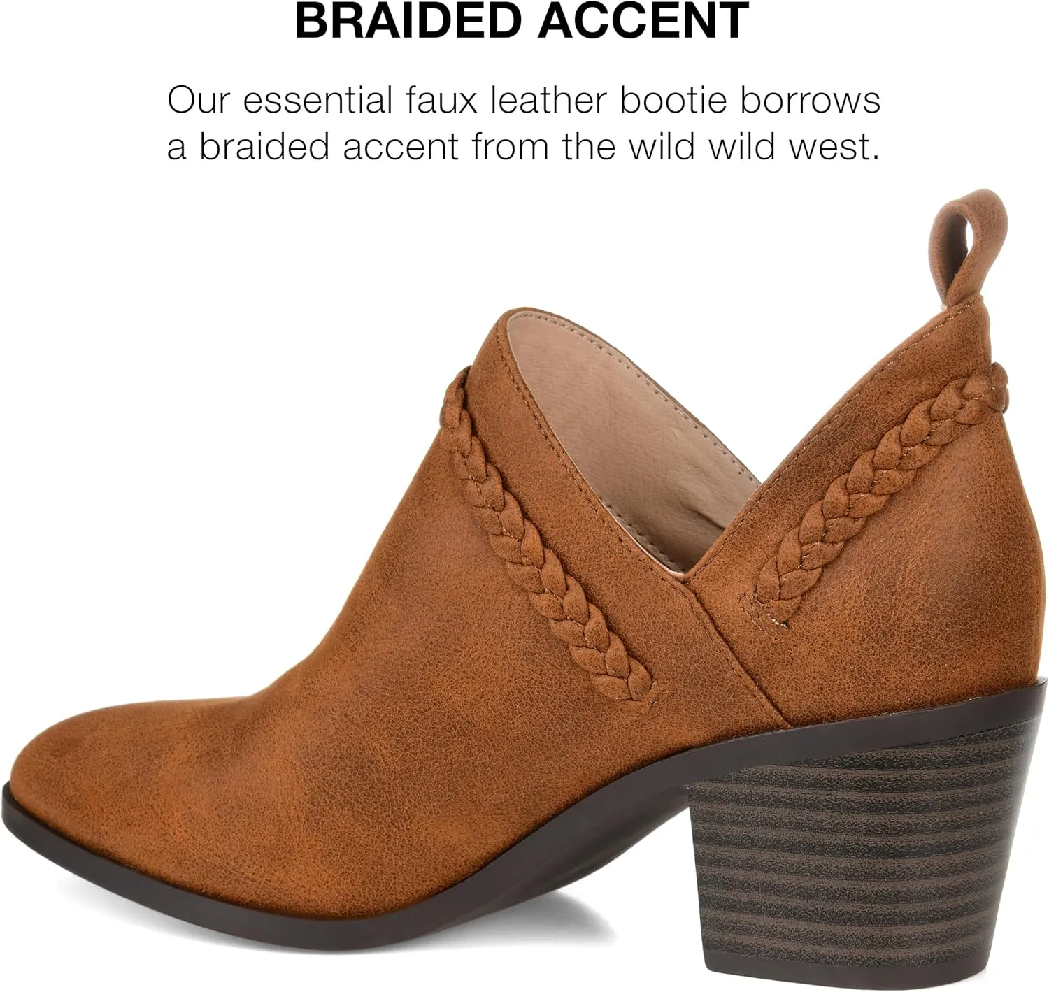 Journee Womens Sophie Pull On Stacked Heel Booties Brown