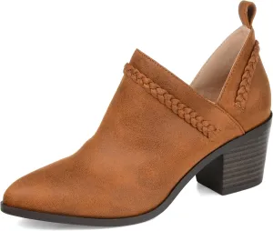 Journee Womens Sophie Pull On Stacked Heel Booties Brown