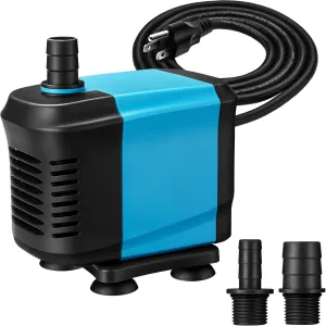 KEDSUM 660GPH Submersible Pump(3000L/H, 55W), Ultra Quiet Water Pump with 6ft High Lift, Aquarium Pump with 6.5ft Power Cord, 3 Nozzles for Fish Tank, Aquarium, Pond, Statuary, Hydroponics