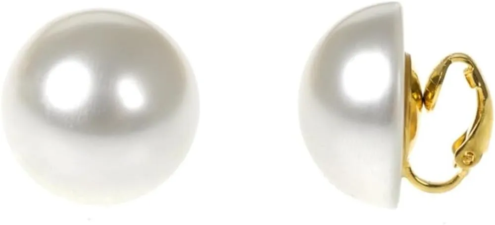 Kenneth Jay Lane Oversized Frameless Pearl Clip Earrings (18, 20 & 24mm)