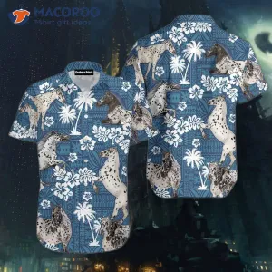 Kentucky Derby Appaloosa Horse Blue Tribal Hawaiian Shirt
