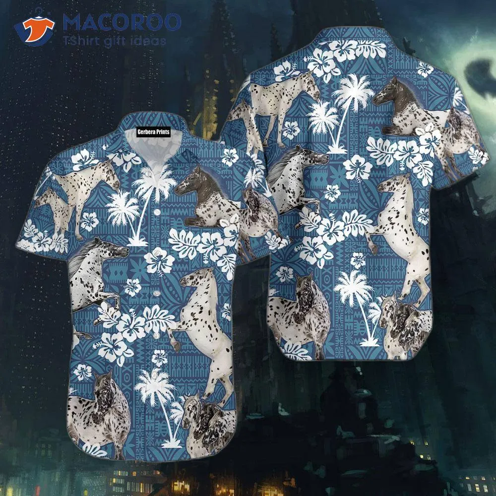 Kentucky Derby Appaloosa Horse Blue Tribal Hawaiian Shirt