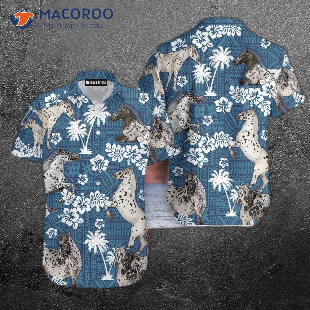 Kentucky Derby Appaloosa Horse Blue Tribal Hawaiian Shirt