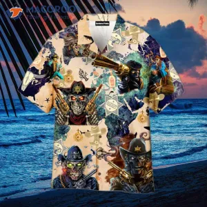 Kentucky Derby Cowboy Skull Hawaiian Shirt