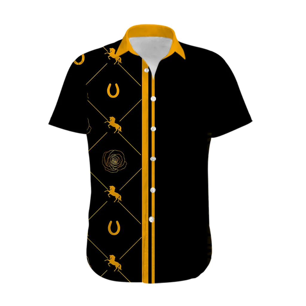 Kentucky Derby Hawaiian Shirt Luxury Black And Gold LT7