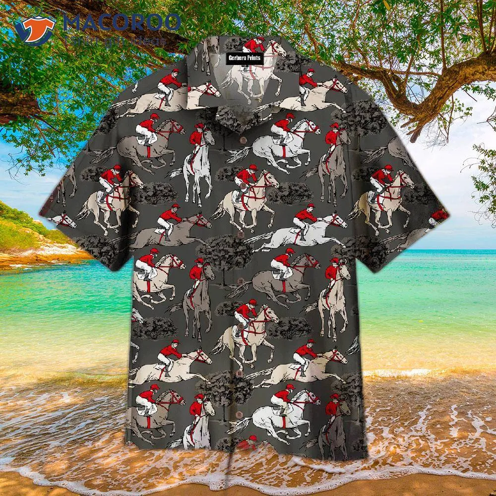 Kentucky Derby Horse Racing Gray Hawaiian Shirts