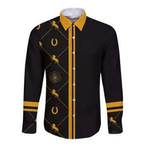 Kentucky Derby Long Sleeve Button Shirt Luxury Black And Gold LT7