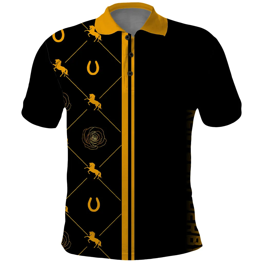 Kentucky Derby Polo Shirt Luxury Black And Gold LT7