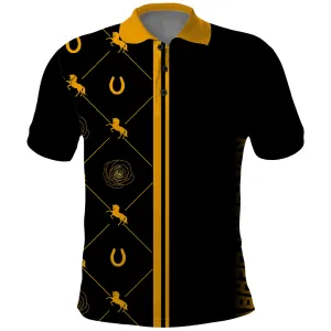 Kentucky Derby Polo Shirt Luxury Black And Gold LT7