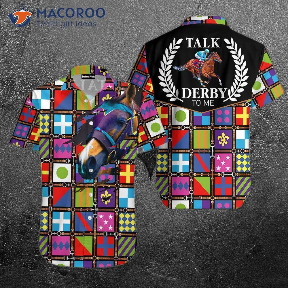 Kentucky Derby Purple Talk To Me Racing Horse Hawaiian Shirts