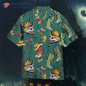 Kentucky Derby Skull Cowboy Cactus Pattern Hawaiian Shirts