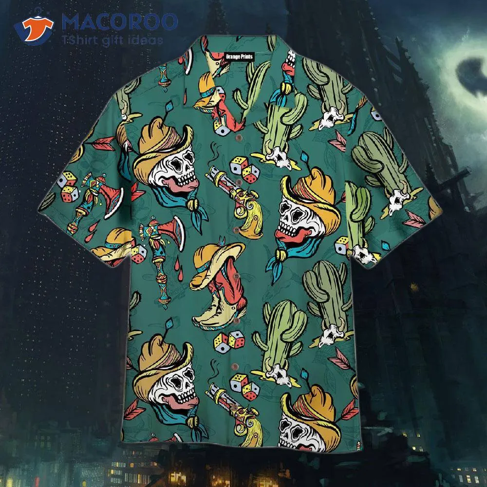 Kentucky Derby Skull Cowboy Cactus Pattern Hawaiian Shirts