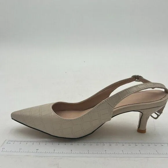 Kitten Heels for Women Pointed Toe Slingback Pumps Patent Leather Dressy