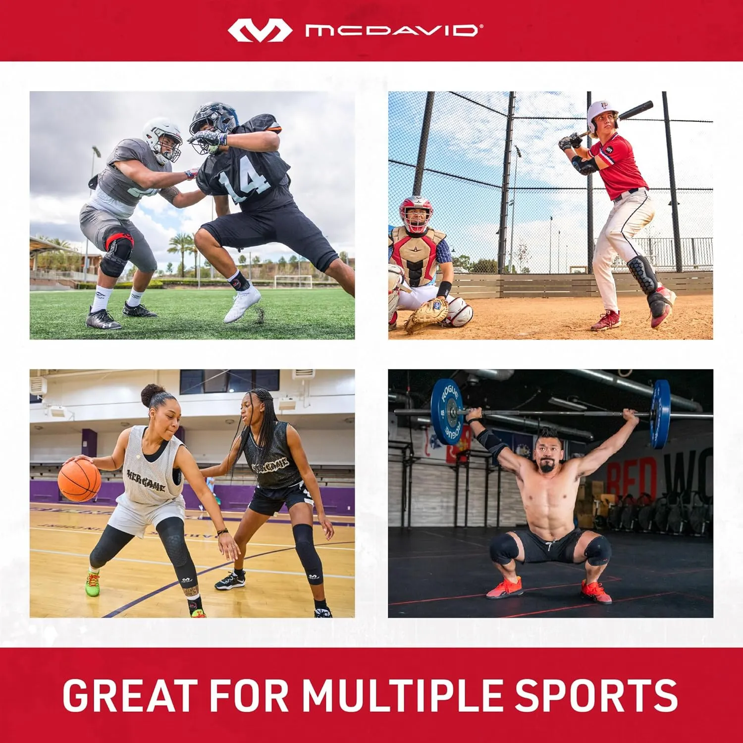 Knee Compression Sleeves: McDavid Hex Knee Pads Compression Leg Sleeve for Basketball, Volleyball, Weightlifting, and More - Pair of Sleeves