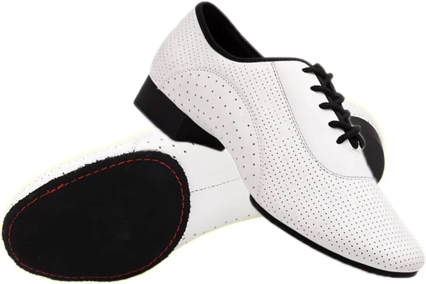 latin dance shoes man Men Salsa Tango Modern Leather Square Heels Adults Party Latin Dance White Low Heel Ballroom Dancing Shoe