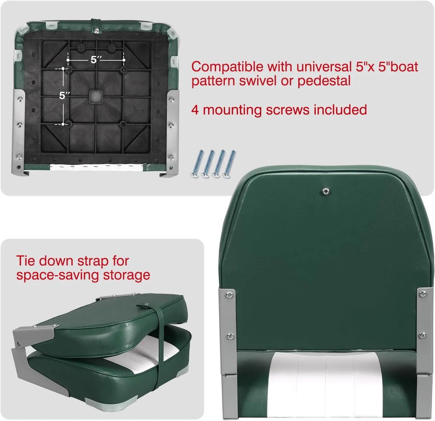 Leader Accessories Classic Low Back Folding Boat Seat