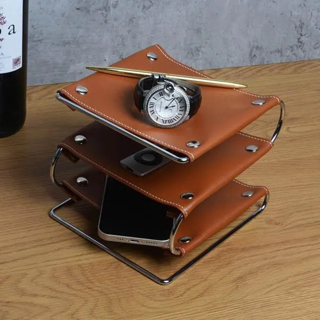 Leather Desk Organizer - Oxford Style Office Storage