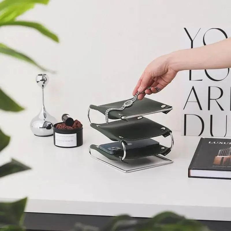 Leather Desk Organizer - Oxford Style Office Storage