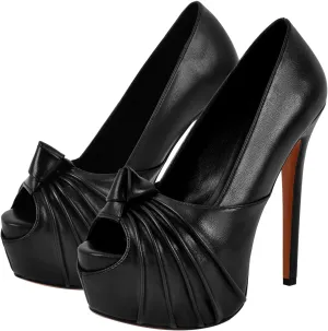 LISHAN Women's Platform 5.9in Super High Heels Pumps Slip On Pointed Toe Sandals